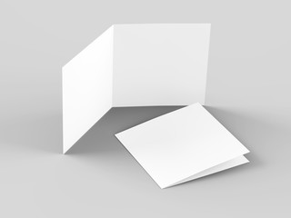 Brochure in square format folded to two - mockup. 3d illustration