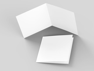 Brochure in square format folded to two - mockup. 3d illustration