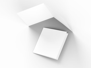 Brochure in square format folded to two - mockup. 3d illustration