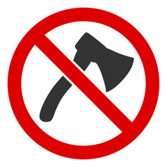 No axe vector icon. Flat No axe pictogram is isolated on a white background.