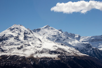 Snowy Pimene Peak in the spring at west of the Gavarnie Circus