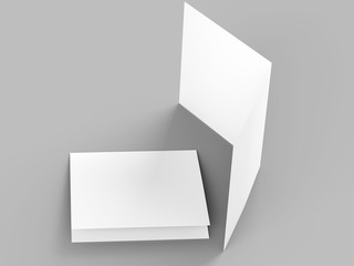 Brochure in square format folded to two - mockup. 3d illustration