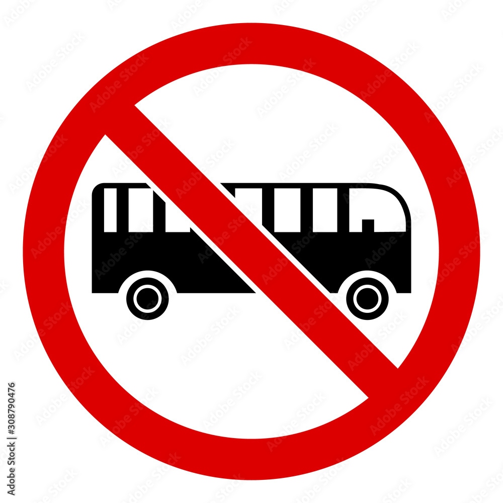 Poster no bus vector icon. flat no bus pictogram is isolated on a white background.