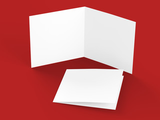 Brochure in square format folded to two - mockup. 3d illustration