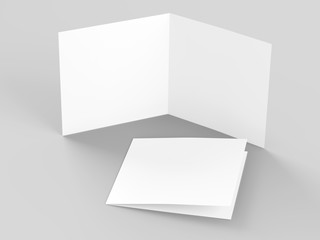 Brochure in square format folded to two - mockup. 3d illustration