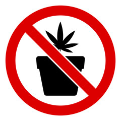 No cannabis pot vector icon. Flat No cannabis pot symbol is isolated on a white background.