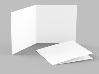 Brochure in square format folded to two - mockup. 3d illustration