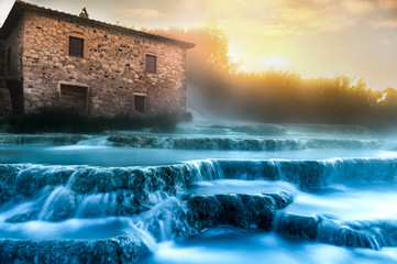 Saturnia free spa sunset Cascate Del Mulino Italy