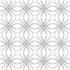 Seamless abstract floral pattern in oriental style. Geometric flower ornament on a white background. - 308790876