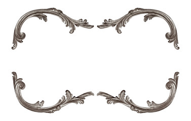 Silver frame for paintings, mirrors or photo isolated on white background