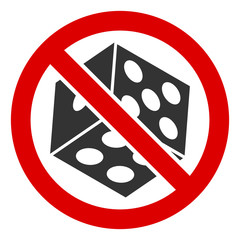 No dice gambling vector icon. Flat No dice gambling pictogram is isolated on a white background.
