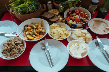 Traditional Dinner in Georgian home on the balcony