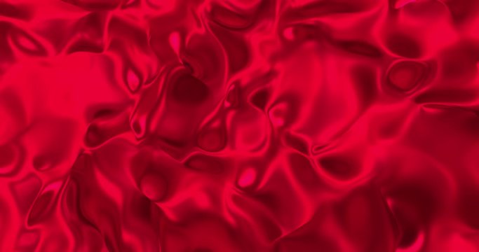 Red metallic wave liquid background. Glamour satin lava texture 3D rendering loop 4k.
