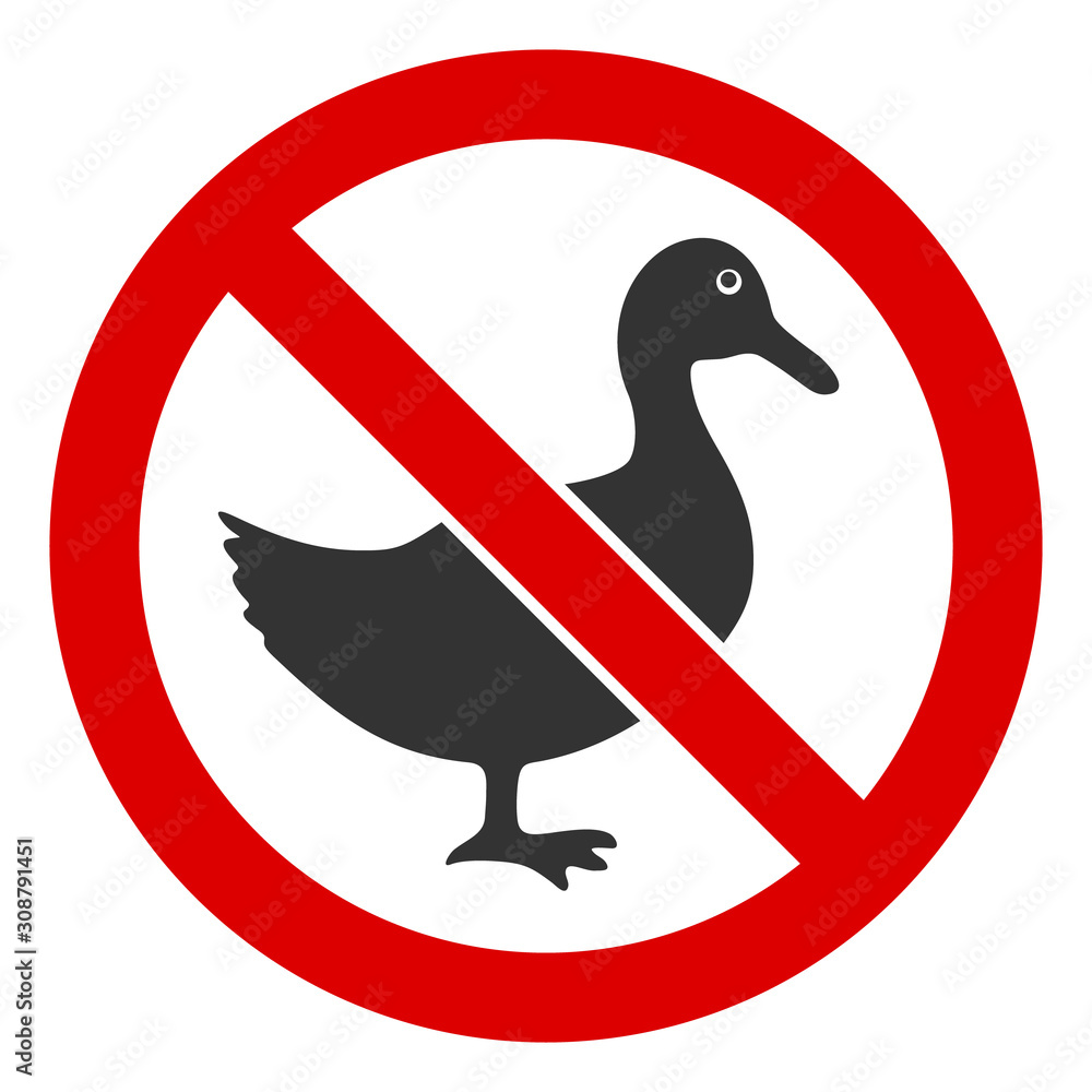 Poster no duck vector icon. flat no duck symbol is isolated on a white background.