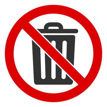 No dustbin vector icon. Flat No dustbin symbol is isolated on a white background.
