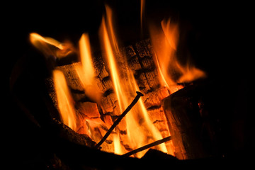 close-up of fire in a fireplace