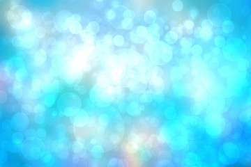 Abstract blurred fresh vivid spring summer light delicate pastel blue white bokeh background texture with bright circular soft color lights. Card concept. Beautiful backdrop illustration.
