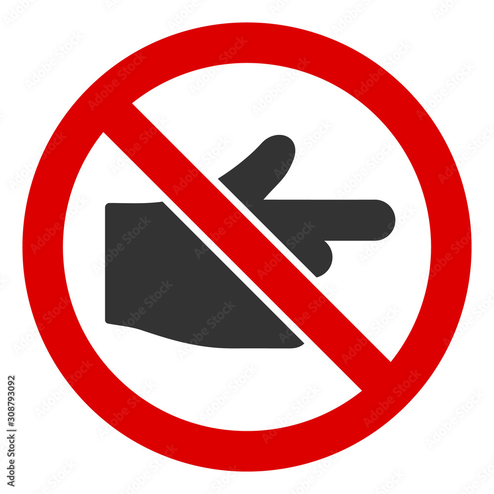 Poster no index finger vector icon. flat no index finger pictogram is isolated on a white background.