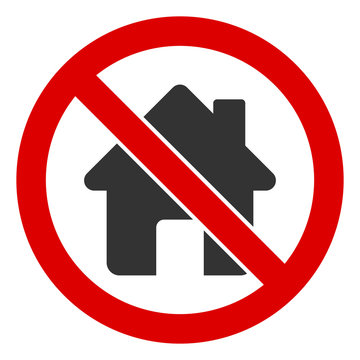 No home vector icon. Flat No home pictogram is isolated on a white background.