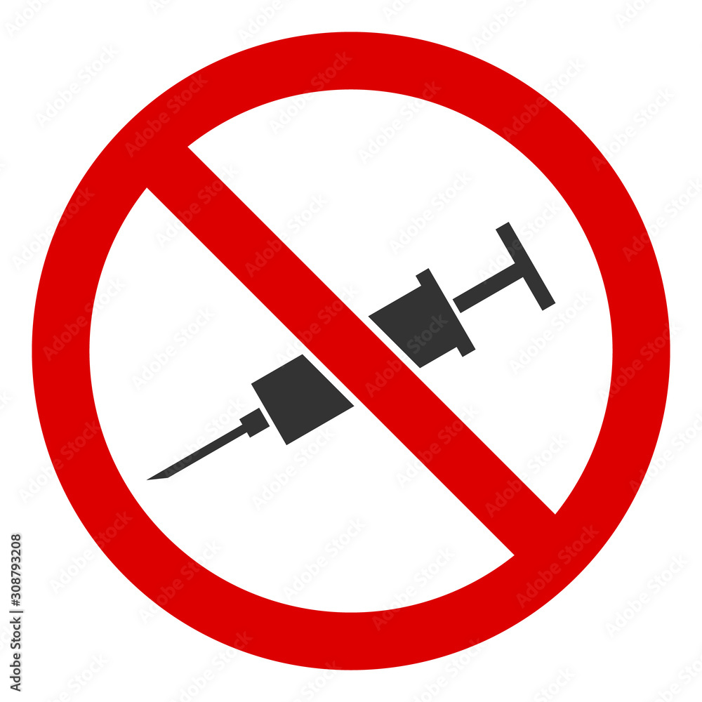 Poster no injection vector icon. flat no injection symbol is isolated on a white background.