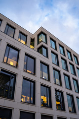 Office building. modern glass and concrete silhouette of skyscraper, sky perpective