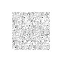 Outline pattern with abstract foliage. White background. Vector illustration.
