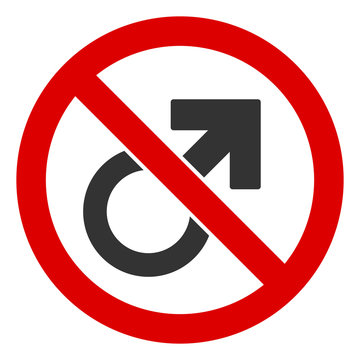 No male symbol vector icon. Flat No male symbol pictogram is isolated on a white background.