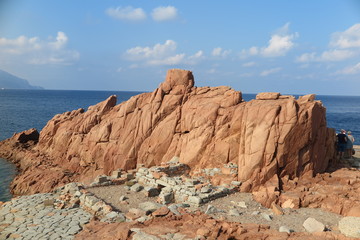 Fototapeta na wymiar Die roten Porphyrfelsen von Arbatax, Sardinien