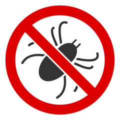 No mite vector icon. Flat No mite symbol is isolated on a white background.