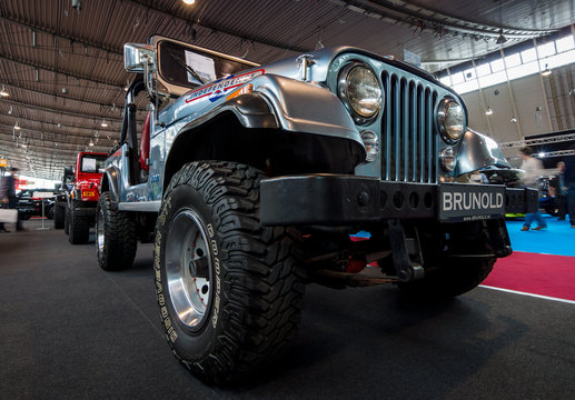 STUTTGART, GERMANY - MARCH 03, 2017: Compact sport utility vehicle Jeep CJ7, 1980. Europe's greatest classic car exhibition "RETRO CLASSICS"