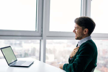 businessman working on laptop in office