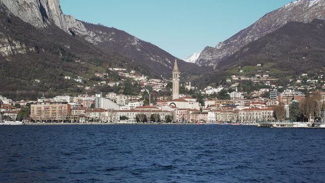 The city of Lecco on a windy day seen from Malgrate