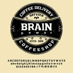 Vintage font coffee illustration for poster or menu template.Quote coffee cup typography. Calligraphy style quote. Shop promotion motivation.  Coffee break. Vector & illustration.