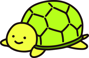 Outlined bright green turtle