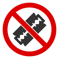 No razor blade vector icon. Flat No razor blade symbol is isolated on a white background.