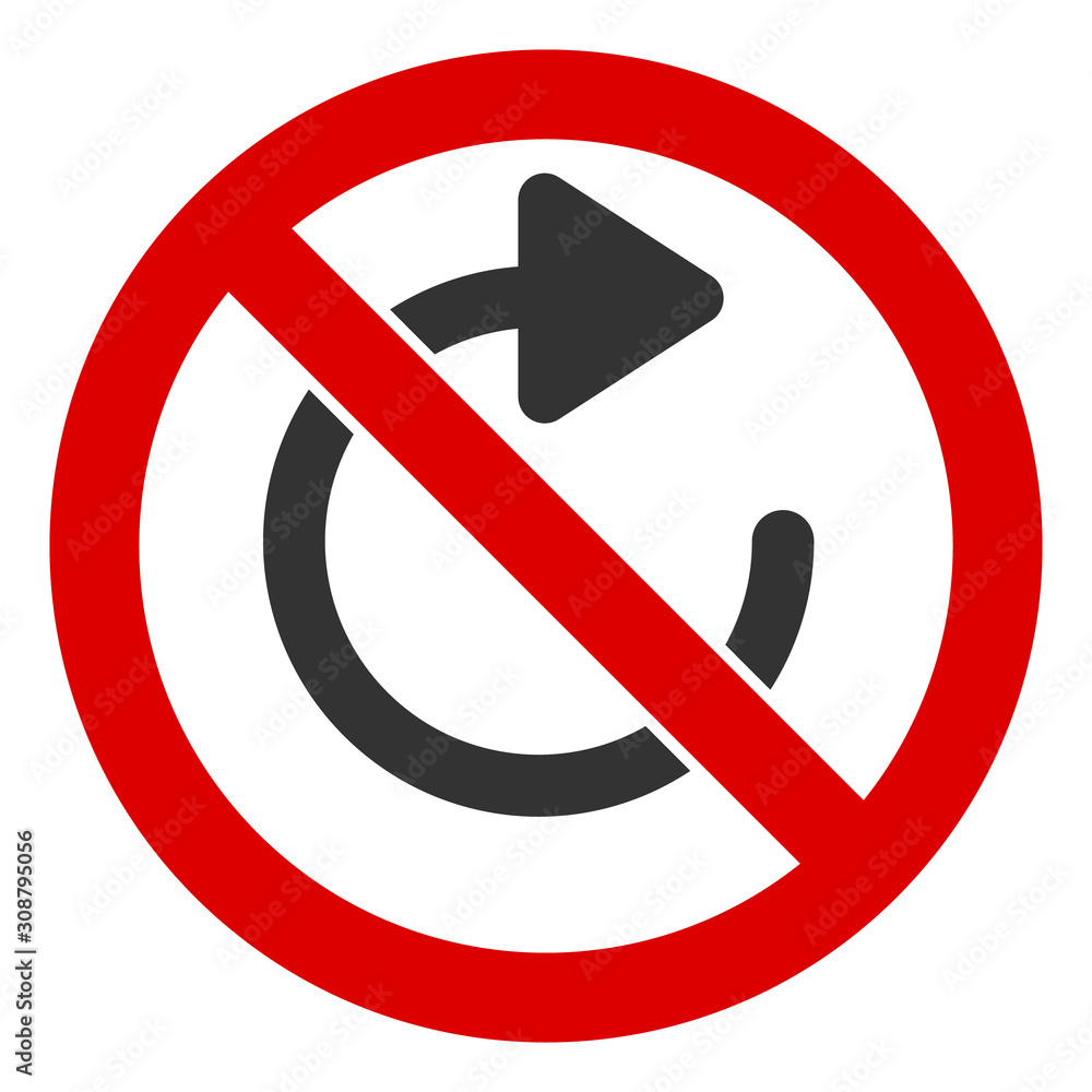Poster no rotation vector icon. flat no rotation symbol is isolated on a white background.