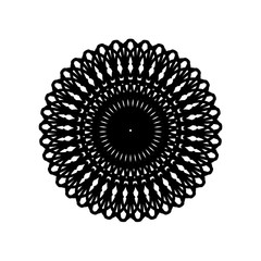 New ink Abstract circle pattern mandala flower floral petal stack. zentangl spirograph modern circular pattern geometric tribal lace motif black white. single art mehendi. Digital textile frame stamp