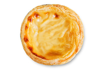 Portuguese custard pies, Pastel de Nata or Pastel de Belem on a white isolated background