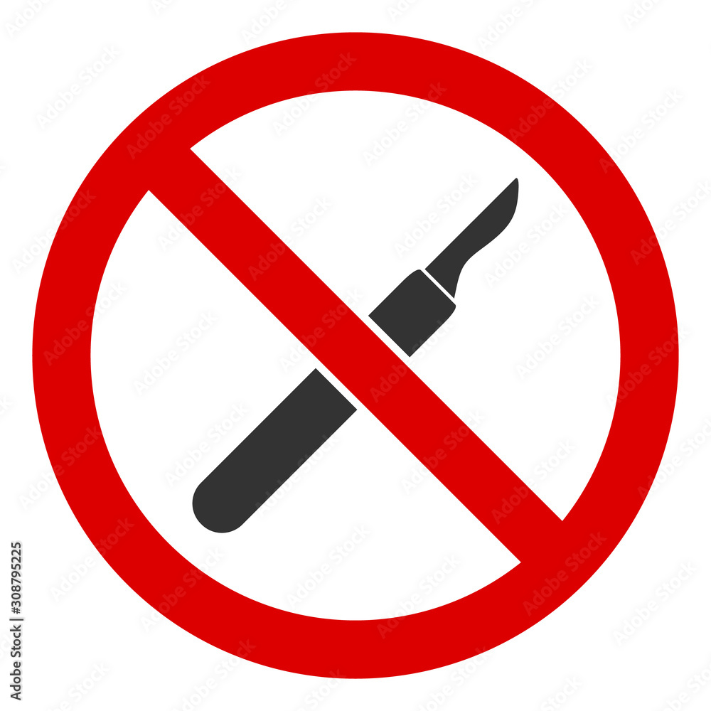 Poster no scalpel vector icon. flat no scalpel pictogram is isolated on a white background.