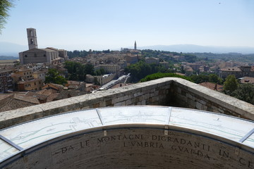 Panorama from Cavour Garden, Perugia. Panorama of the city from the viewpoint in the balcony of Cavour Garden. It is situated in Perugia, Italy.