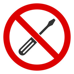 No screwdriver tuning vector icon. Flat No screwdriver tuning symbol is isolated on a white background.