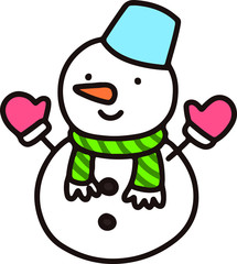 Outlined cute snowman