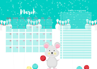March month 2020 template design