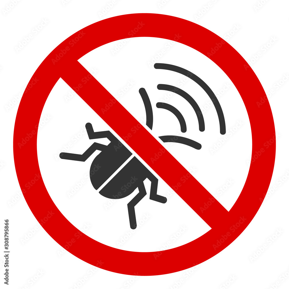 Aufkleber no spy bug vector icon. flat no spy bug pictogram is isolated on a white background.