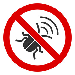 No spy bug vector icon. Flat No spy bug pictogram is isolated on a white background.