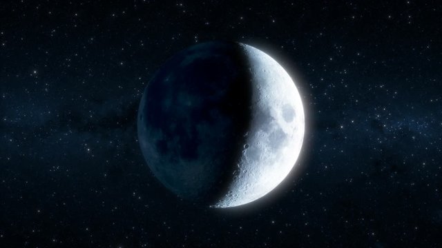 Seamless animation of moon phases with stars and milky way in the background. Elements of this image furnished by NASA.