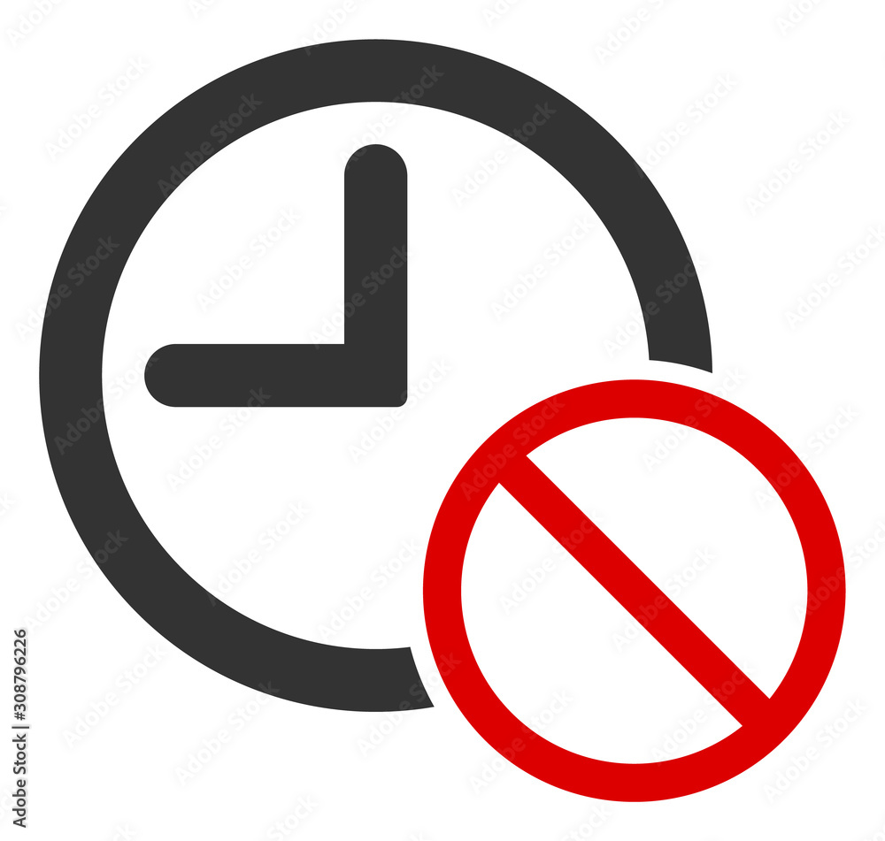 Poster no time vector icon. flat no time symbol is isolated on a white background.