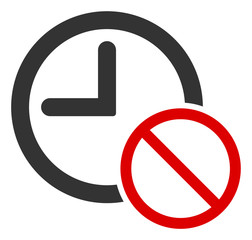 No time vector icon. Flat No time symbol is isolated on a white background.