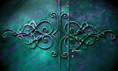 .stylish forged gate close-up
