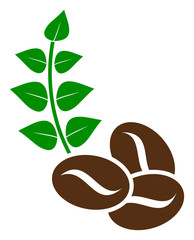 Organic coffee beans vector icon. Flat Organic coffee beans pictogram is isolated on a white background.